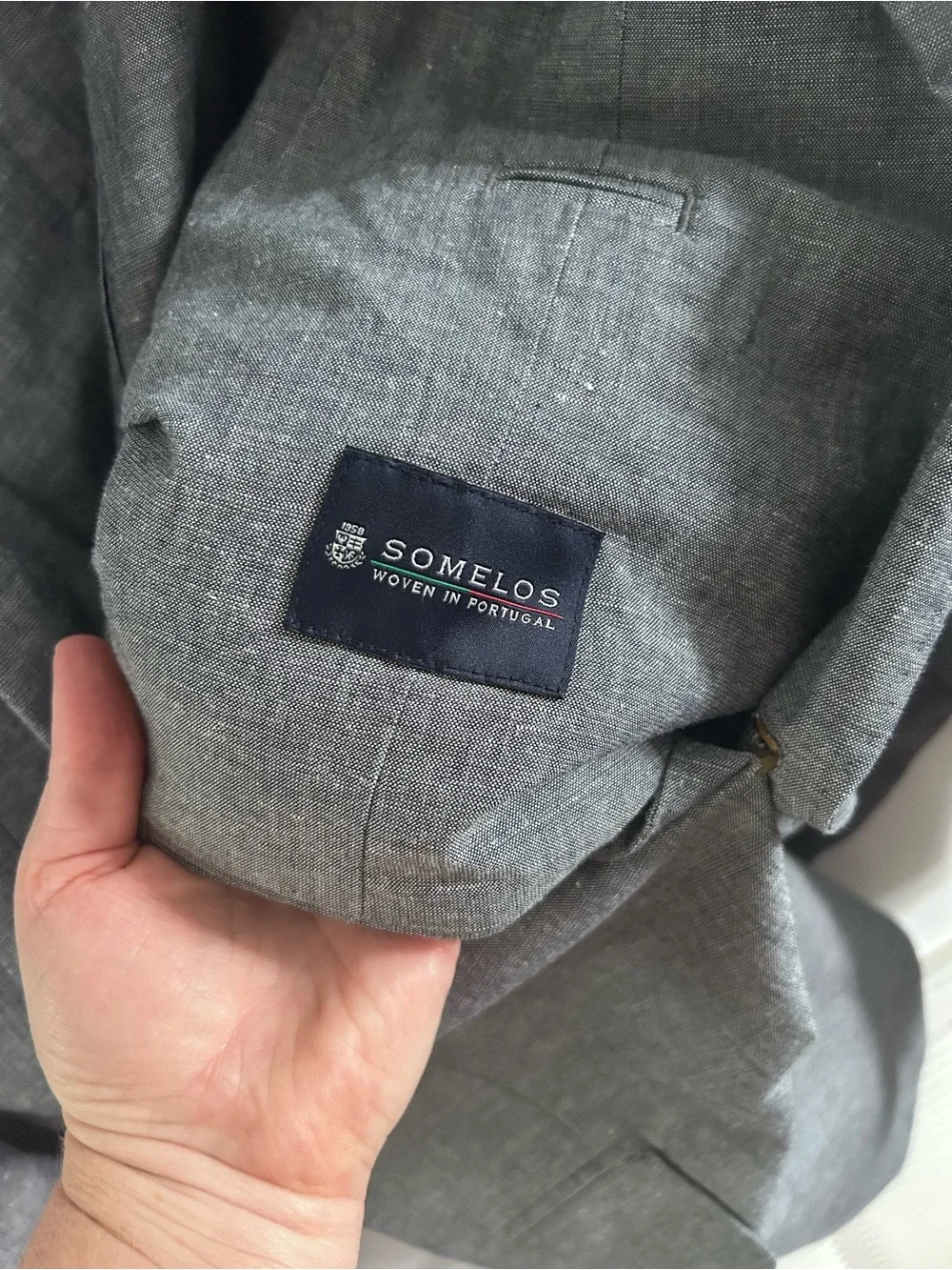 J.Crew Ludlow Slim Unstructured suit Jacket Blue Cotton-Linen SOMELOS 44R